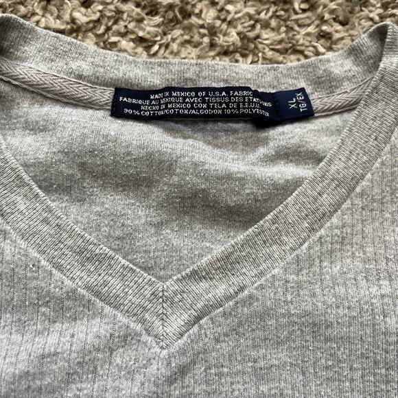 Vintage Ralph Lauren “RL” initials Mens XL gray Lambswool V-Neck Short sleeve - Picture 3 of 5